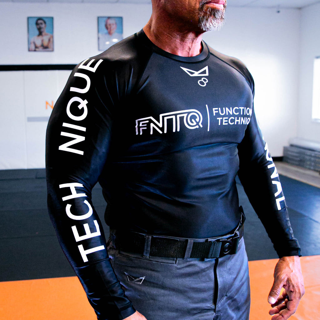 Black Long Sleeve Rash Guard for Brazilian Jiu Jitsu - Men's Front View