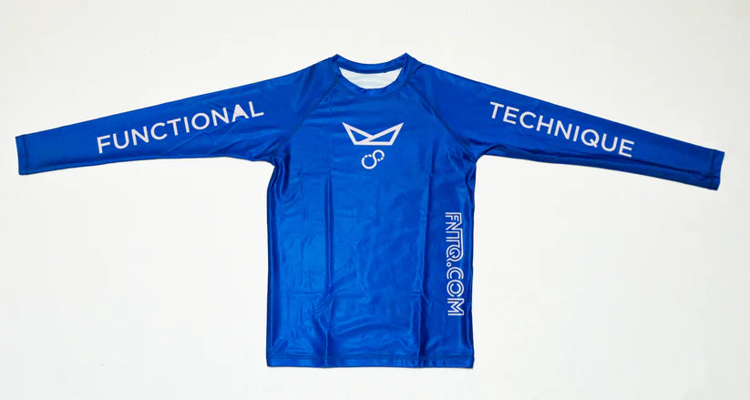 Blue Long Sleeve Rash Guard for Men - Front View