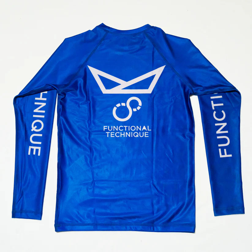 Blue Long Sleeve Rash Guard for Men - Front View